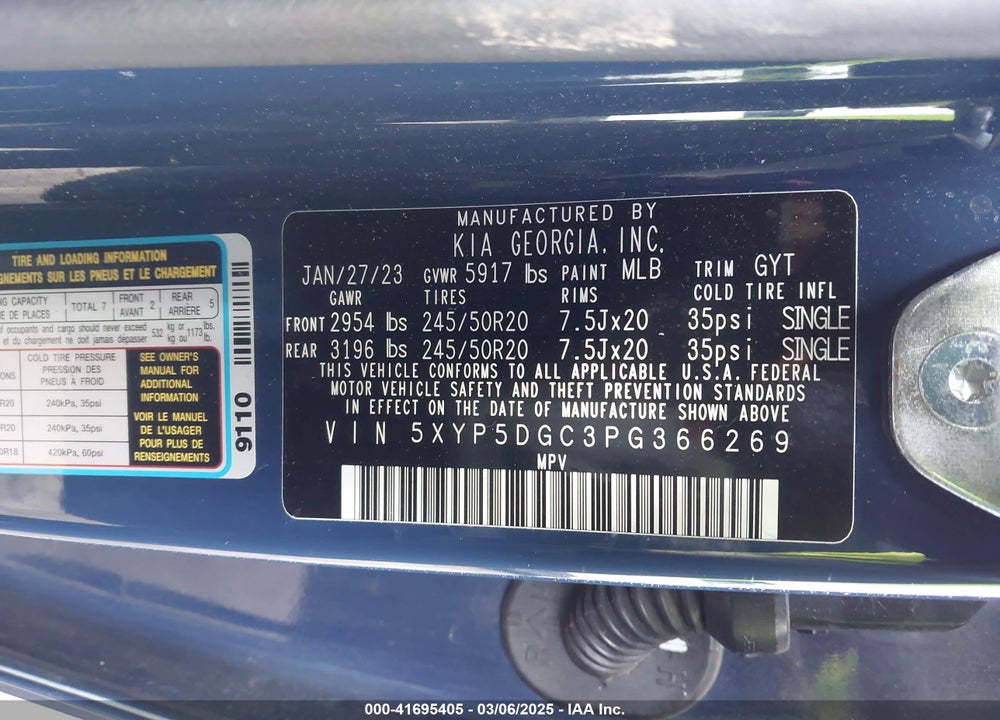 2023 KIA TELLURIDE SX VIN: 5XYP5DGC3PG366269