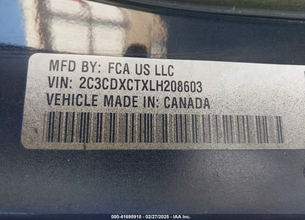 2020 DODGE CHARGER VIN: 2C3CDXCTXLH208603