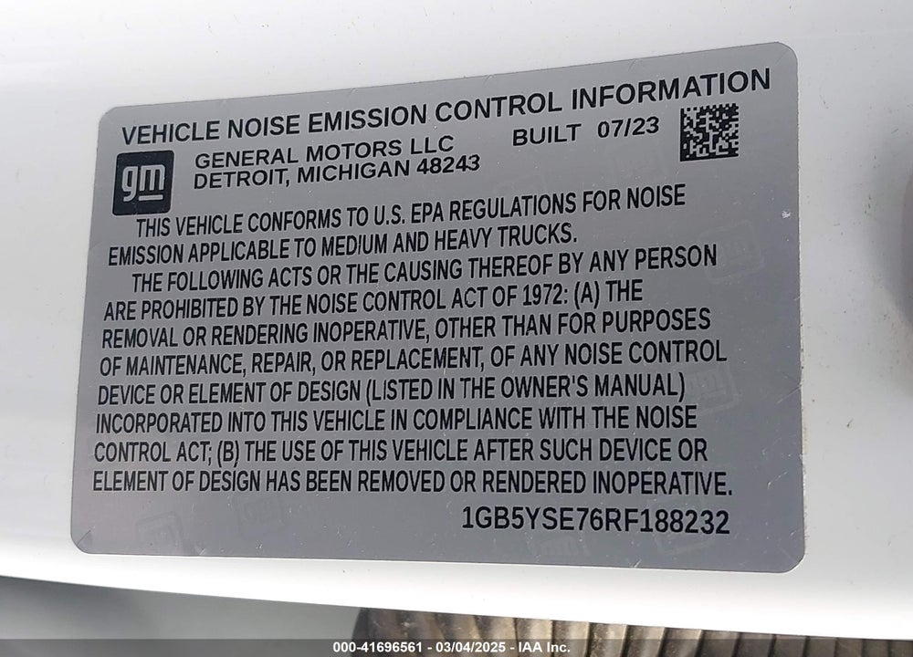 2024 CHEVROLET SILVERADO 3500HD 4WD DOUBLE CAB LONG BED WORK TRUCK VIN: 1GB5YSE76RF188232