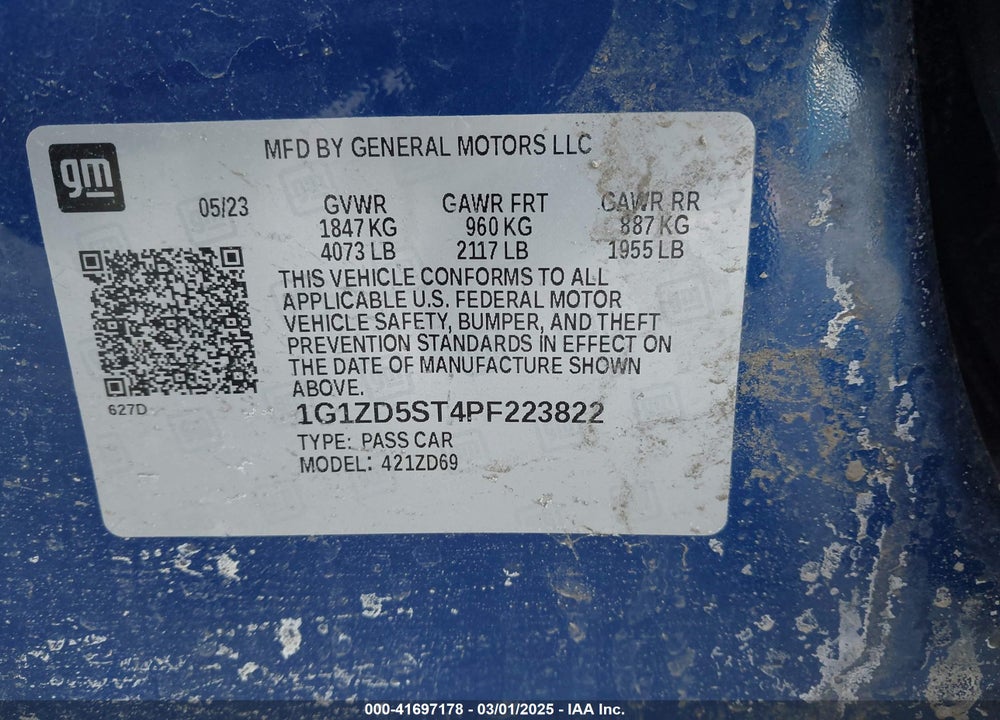 2023 CHEVROLET MALIBU VIN: 1G1ZD5ST4PF223822