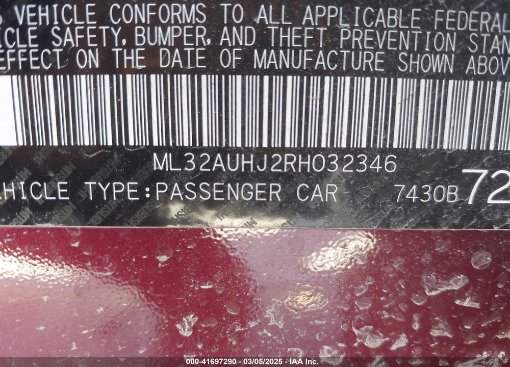 2024 MITSUBISHI MIRAGE VIN: ML32AUHJ2RH032346