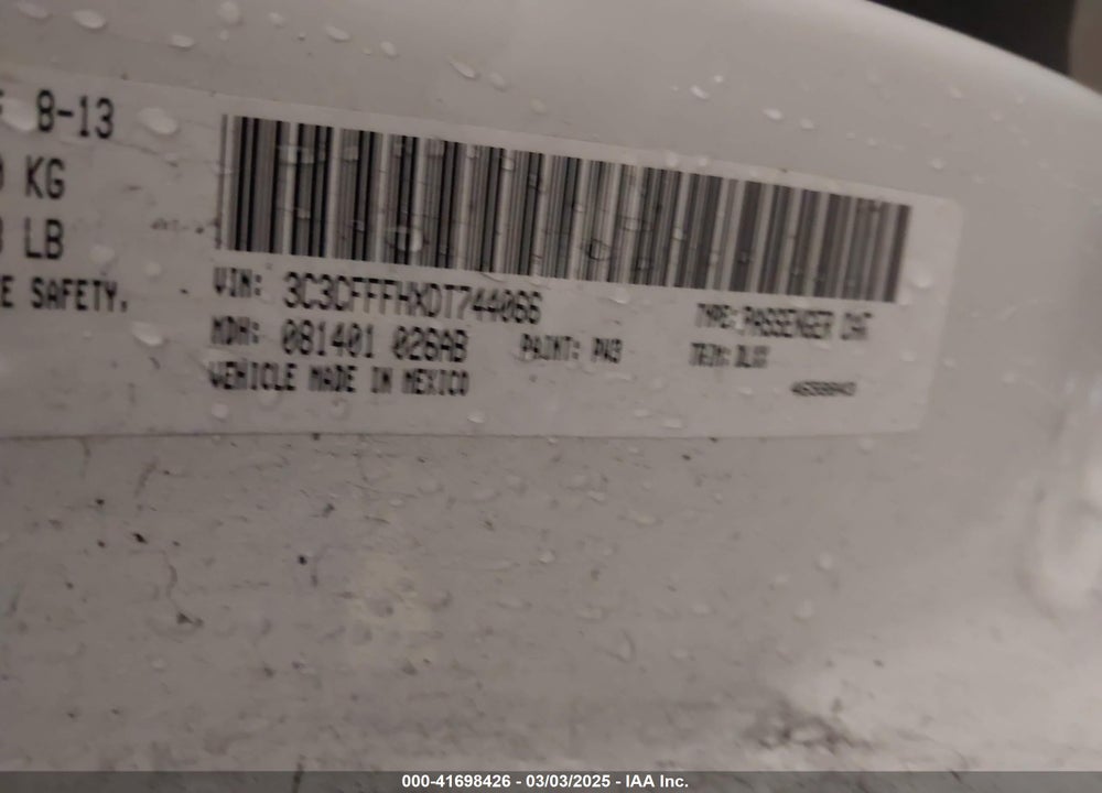 2013 FIAT 500 ABARTH VIN: 3C3CFFFHXDT744066