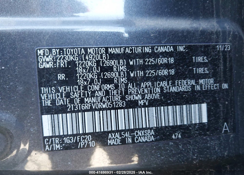 2024 TOYOTA RAV4 HYBRID SE VIN: 2T3T6RFV0RW051283