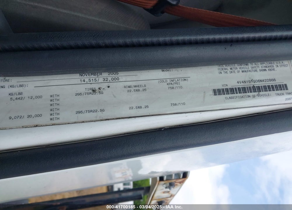 2006 VOLVO VN VIN: 4V4N19TG06N422866