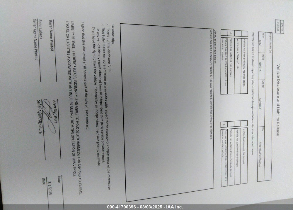 2022 TOYOTA COROLLA VIN: 5YFEPMAE3NP368544