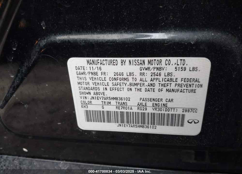2017 INFINITI Q50 VIN: JN1EV7AR5HM836102
