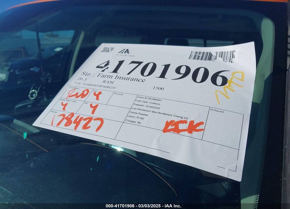 2015 RAM 1500 VIN: 1C6RR6MT8FS686250