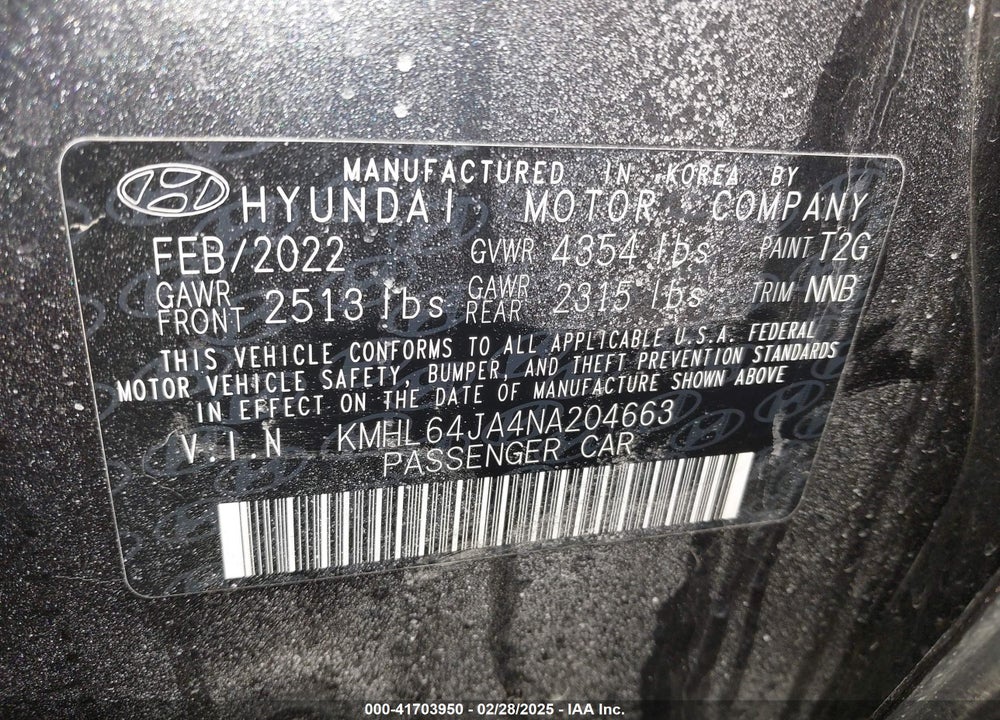 2022 HYUNDAI SONATA SEL VIN: KMHL64JA4NA204663