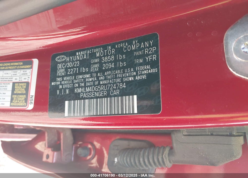 2024 HYUNDAI ELANTRA VIN: KMHLM4DG5RU724784