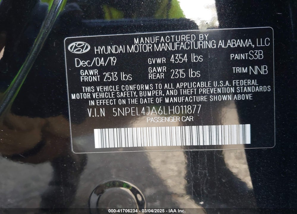 2020 HYUNDAI SONATA VIN: 5NPEL4JA6LH011877