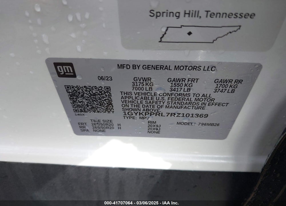 2024 CADILLAC LYRIQ LUXURY W/1SC VIN: 1GYKPPRL7RZ101369