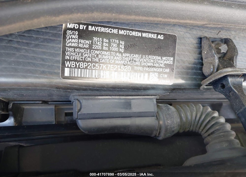 2019 BMW I3 VIN: WBY8P2C57K7E21520