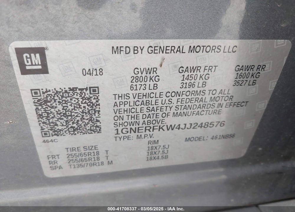 2018 CHEVROLET TRAVERSE LS VIN: 1GNERFKW4JJ248576