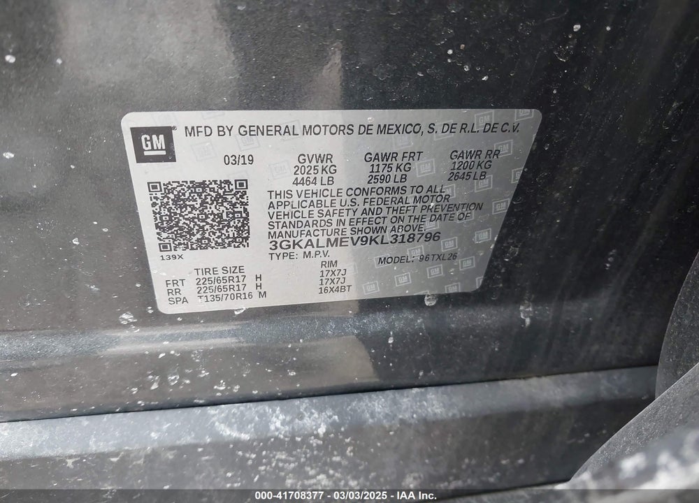 2019 GMC TERRAIN VIN: 3GKALMEV9KL318796