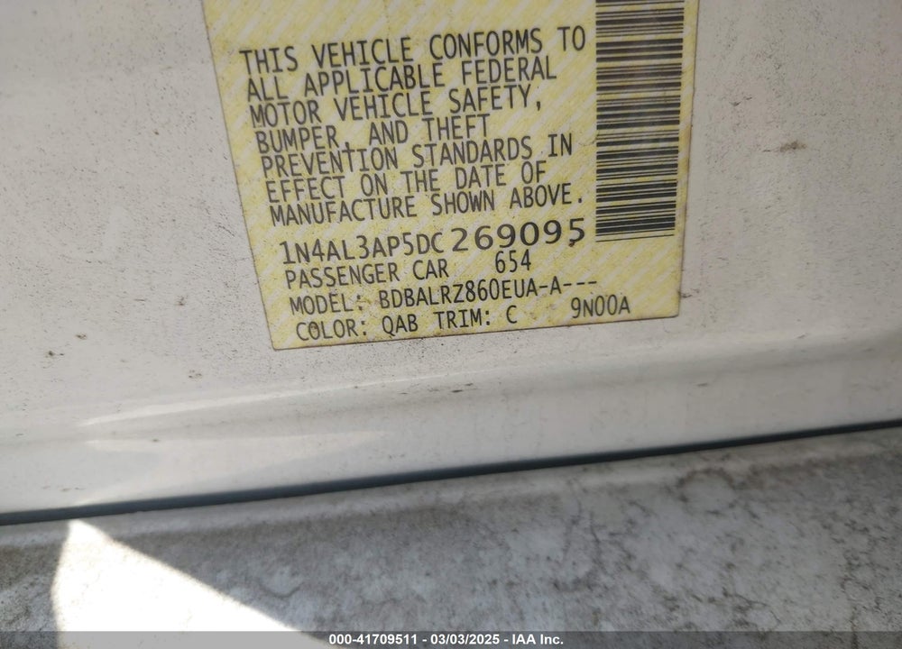 2013 NISSAN ALTIMA VIN: 1N4AL3AP5DC269095