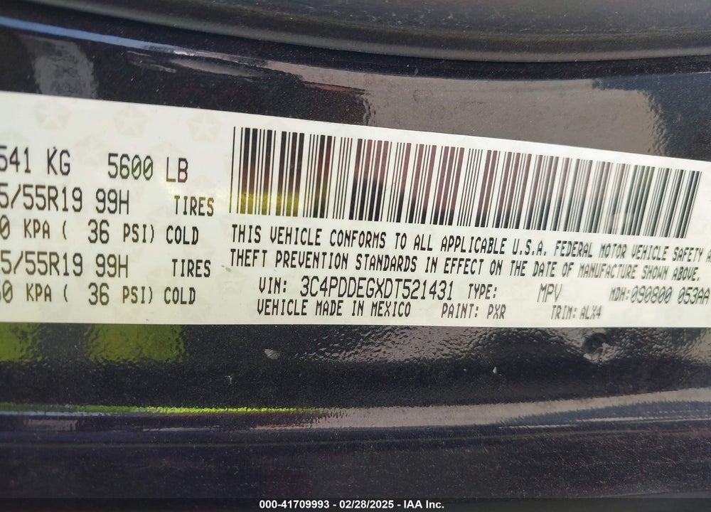 2013 DODGE JOURNEY R/T VIN: 3C4PDDEGXDT521431