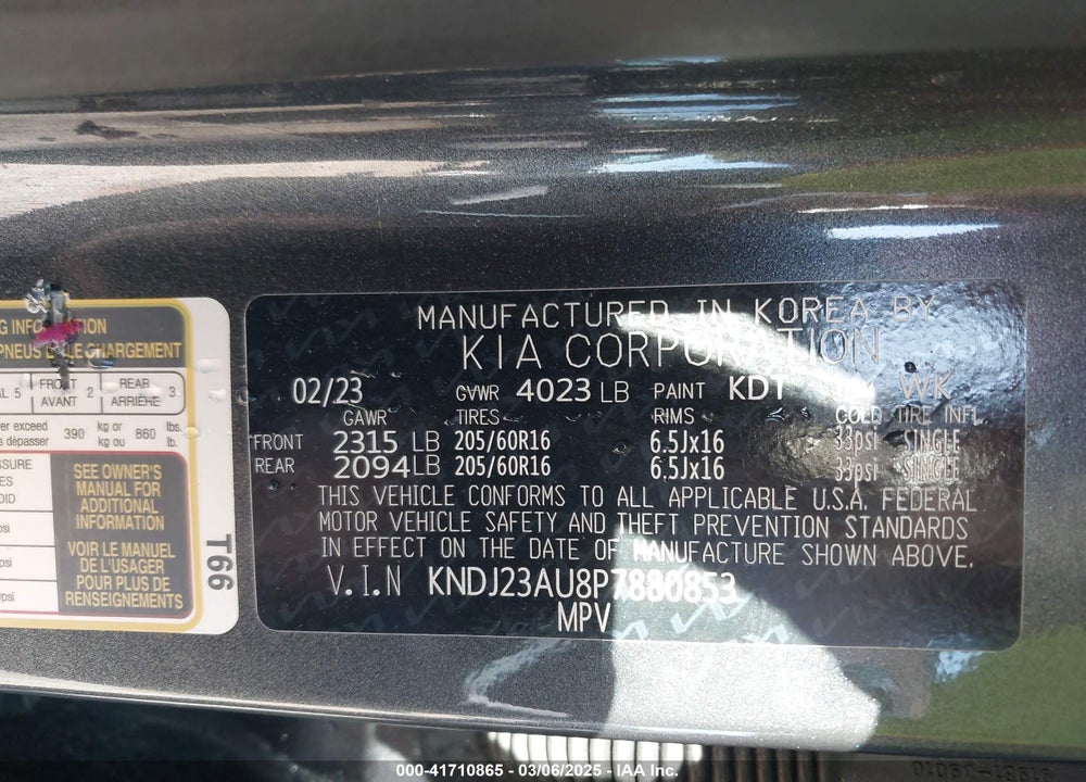 2023 KIA SOUL LX VIN: KNDJ23AU8P7880853