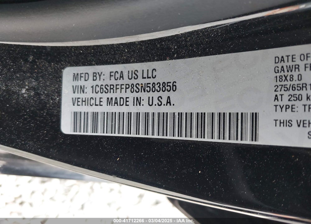2025 RAM 1500 VIN: 1C6SRFFP8SN583856