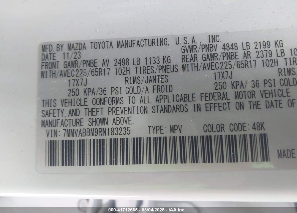 2024 MAZDA CX-50 2.5 S PREFERRED VIN: 7MMVABBM9RN183235