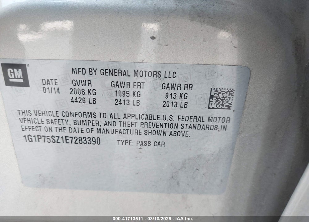 2014 CHEVROLET CRUZE VIN: 1G1P75SZ1E7283390