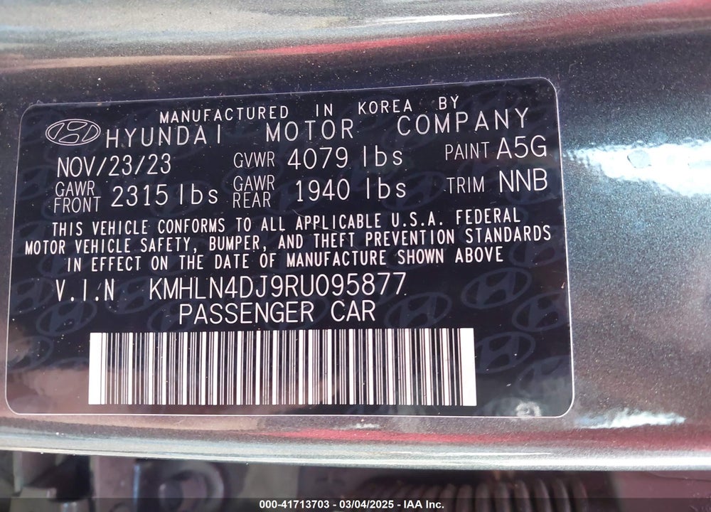 2024 HYUNDAI ELANTRA HYBRID VIN: KMHLN4DJ9RU095877