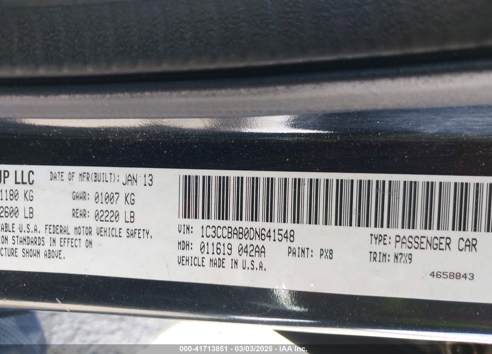 2013 CHRYSLER 200 VIN: 1C3CCBAB0DN641548