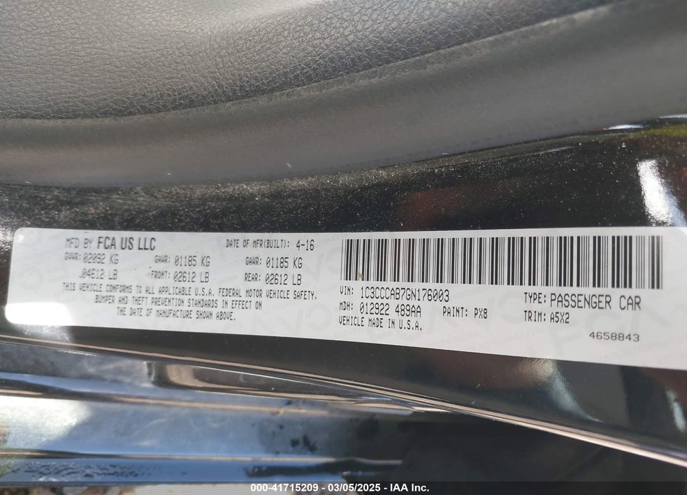 2016 CHRYSLER 200 VIN: 1C3CCCAB7GN176003