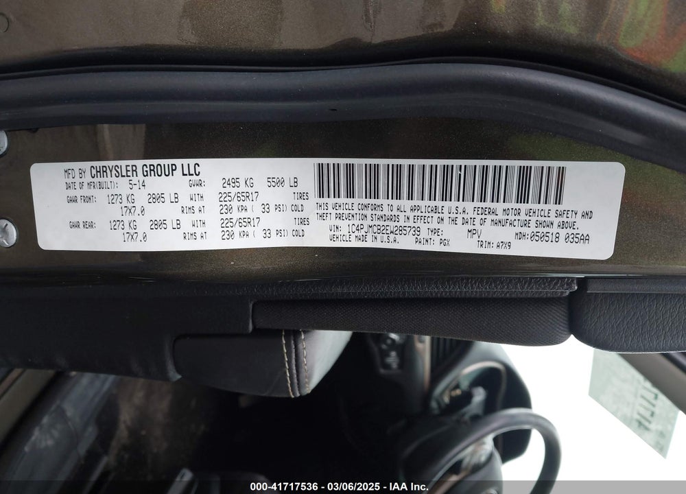 2014 JEEP CHEROKEE VIN: 1C4PJMCB2EW285739
