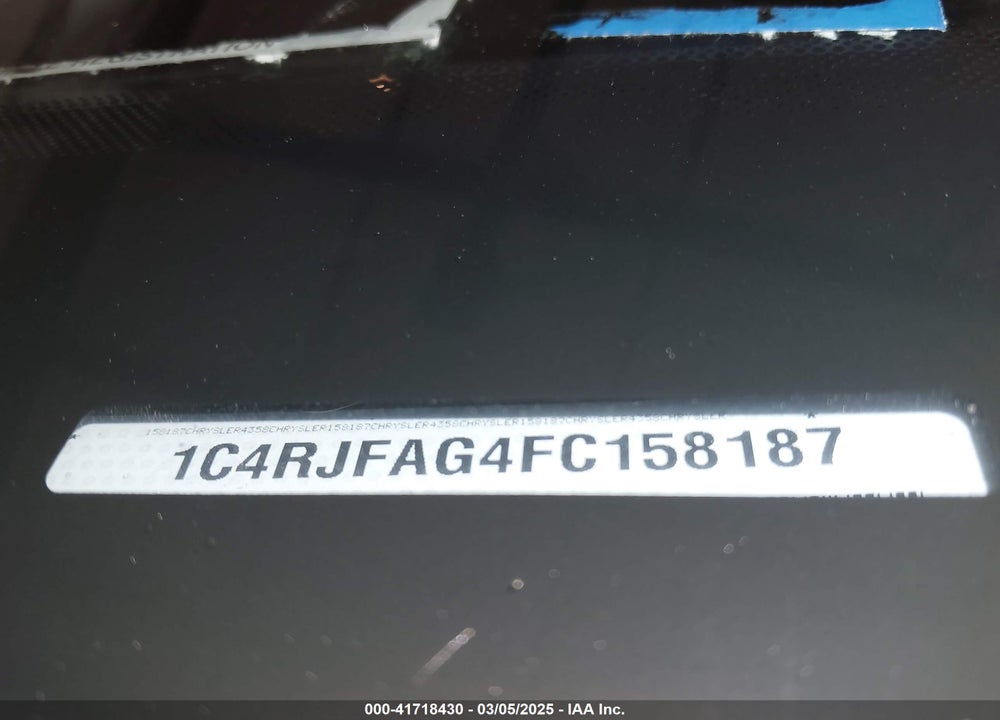 2015 JEEP GRAND CHEROKEE VIN: 1C4RJFAG4FC158187