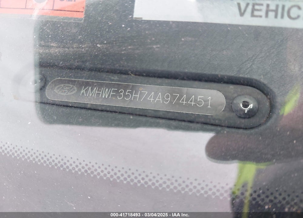 2004 HYUNDAI SONATA VIN: KMHWF35H74A974451
