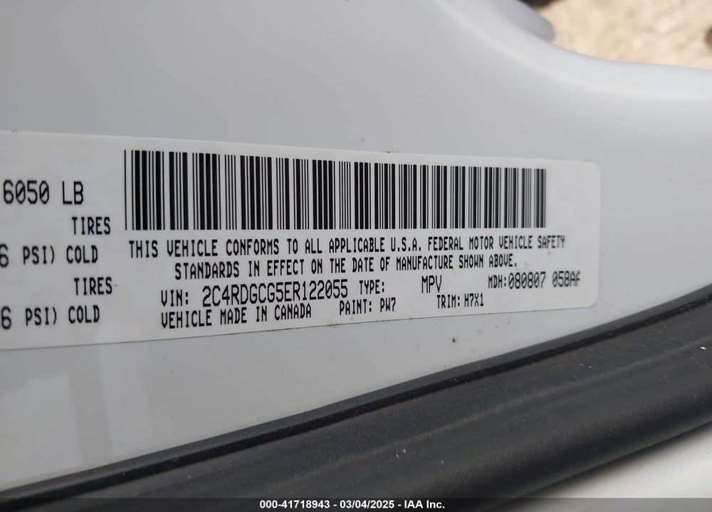 2014 DODGE GRAND CARAVAN SXT VIN: 2C4RDGCG5ER122055