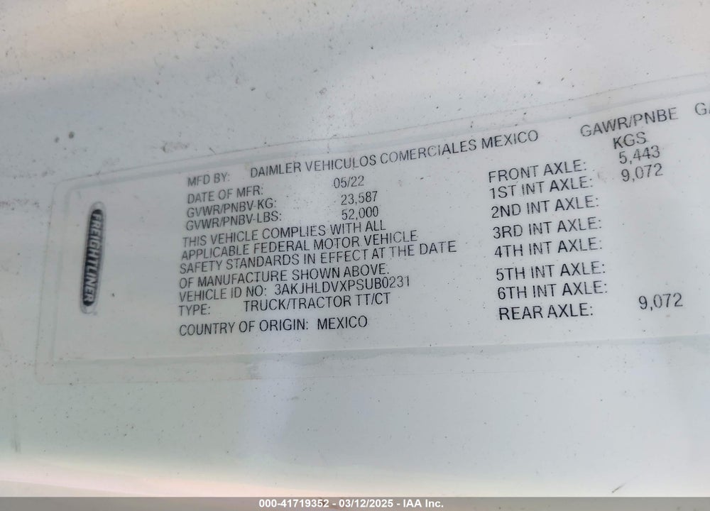 2023 FREIGHTLINER NEW CASCADIA 126 VIN: 3AKJHLDVXPSUB0231