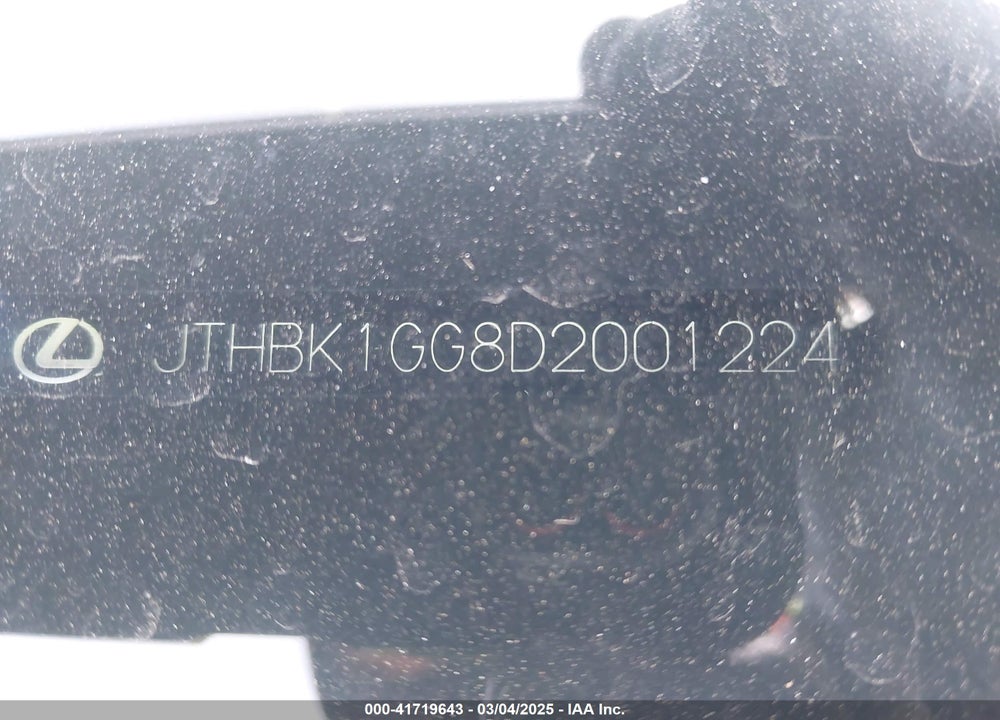 2013 LEXUS ES 350 VIN: JTHBK1GG8D2001224