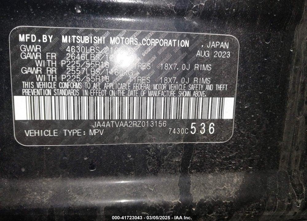 2024 MITSUBISHI ECLIPSE CROSS LE VIN: JA4ATVAA2RZ013156