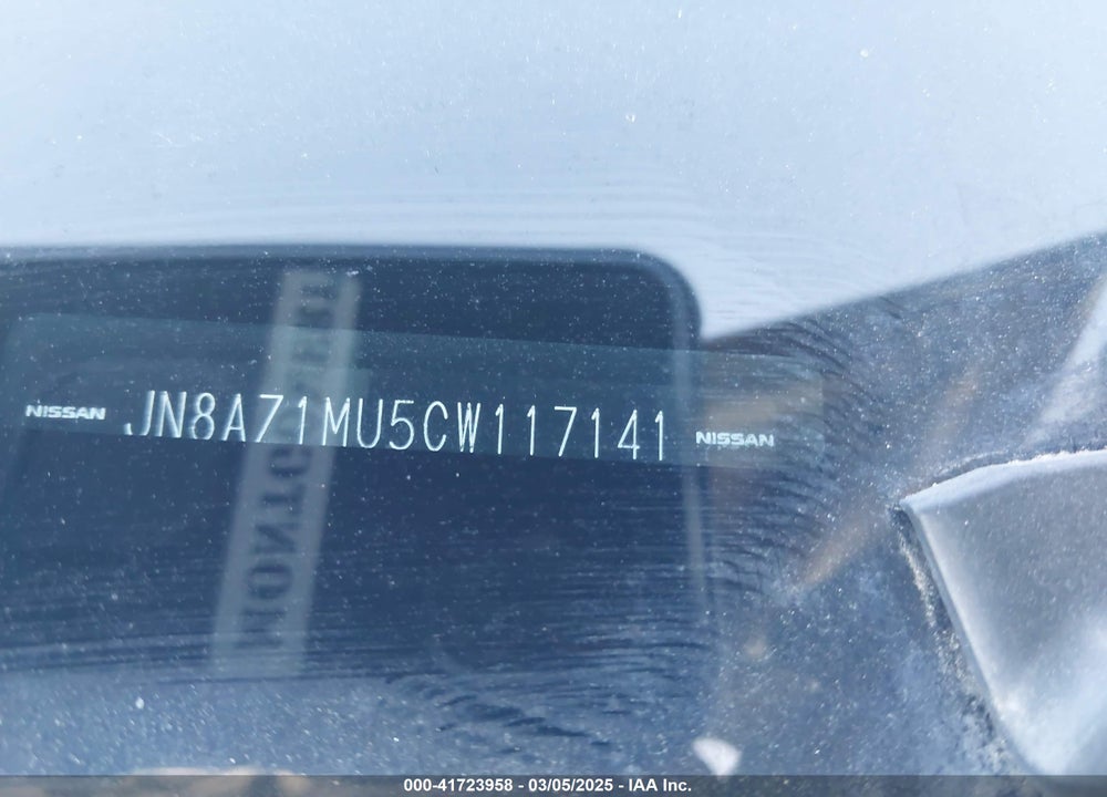 2012 NISSAN MURANO S VIN: JN8AZ1MU5CW117141