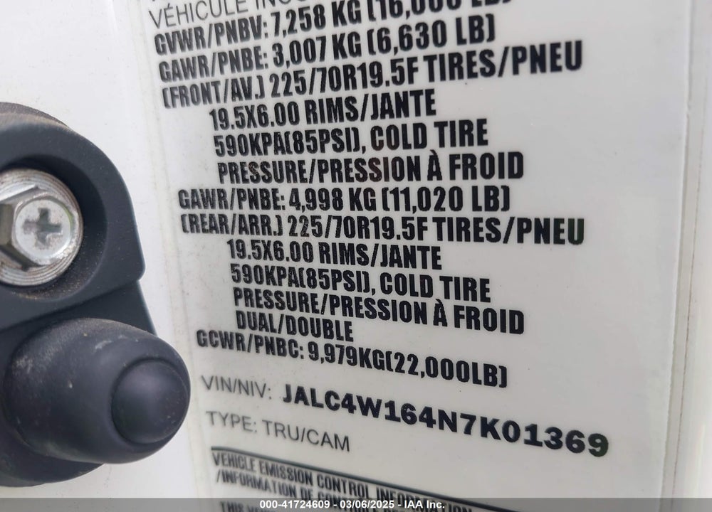 2022 ISUZU NPR XD VIN: JALC4W164N7K01369