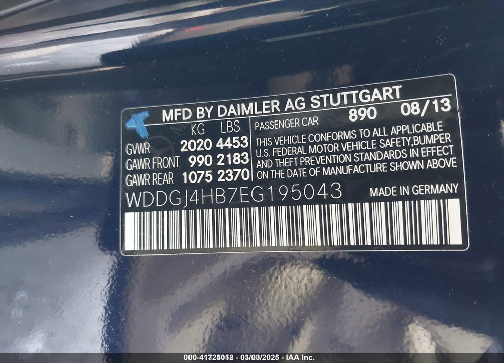 2014 MERCEDES-BENZ C 250 VIN: WDDGJ4HB7EG195043