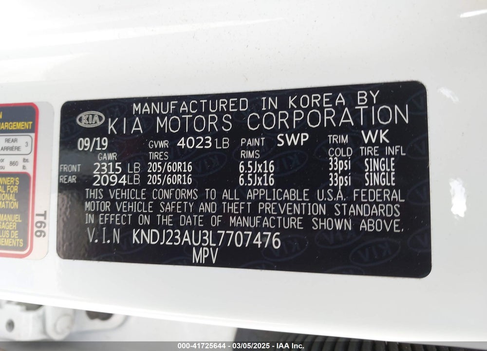 2020 KIA SOUL VIN: KNDJ23AU3L7707476
