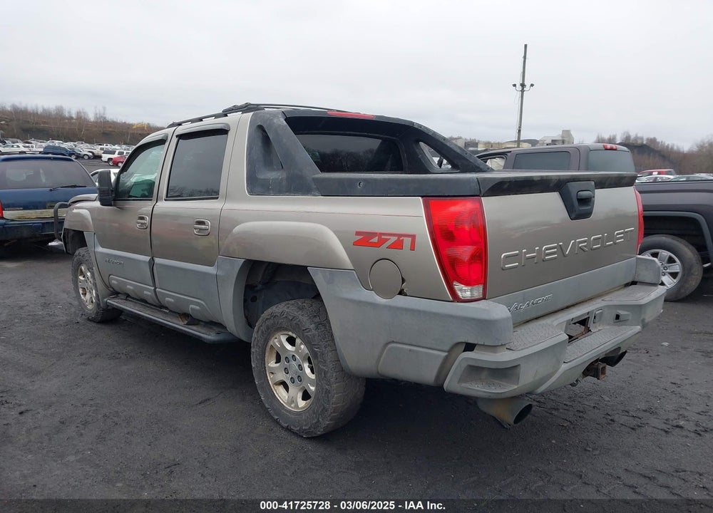 2002 CHEVROLET AVALANCHE 1500 VIN: 3GNEK13T82G322323