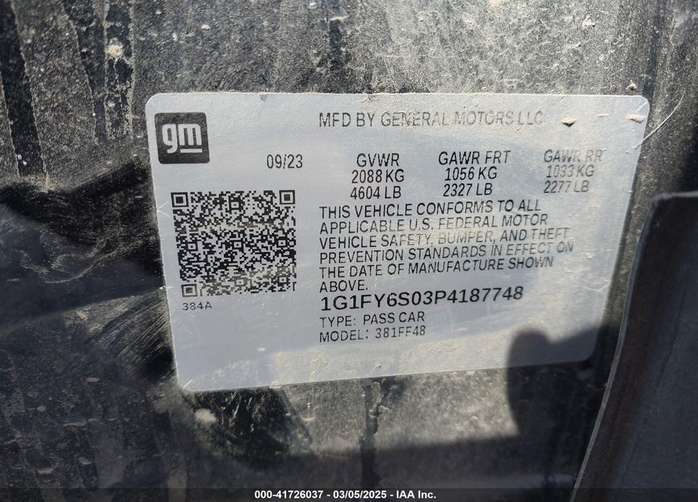 2023 CHEVROLET BOLT EUV VIN: 1G1FY6S03P4187748