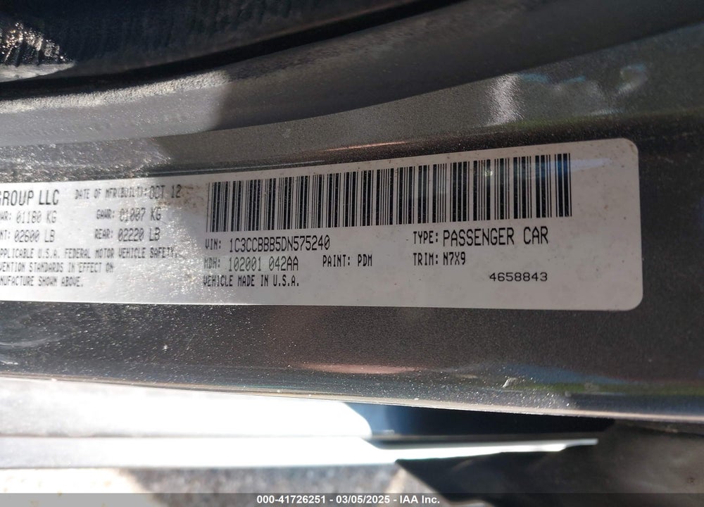 2013 CHRYSLER 200 VIN: 1C3CCBBB5DN575240