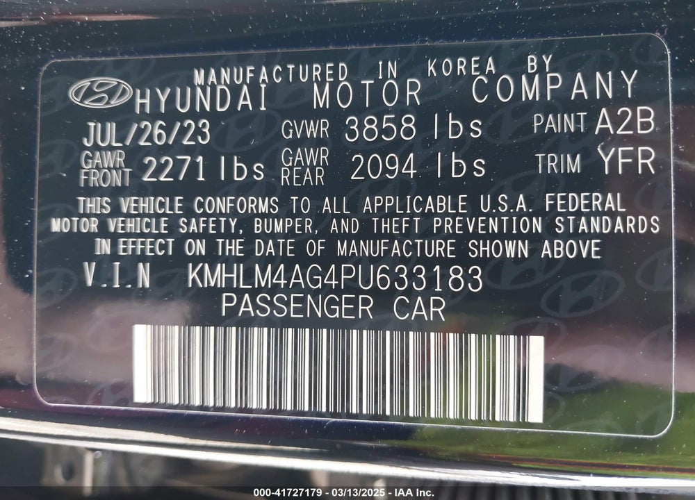 2023 HYUNDAI ELANTRA VIN: KMHLM4AG4PU633183