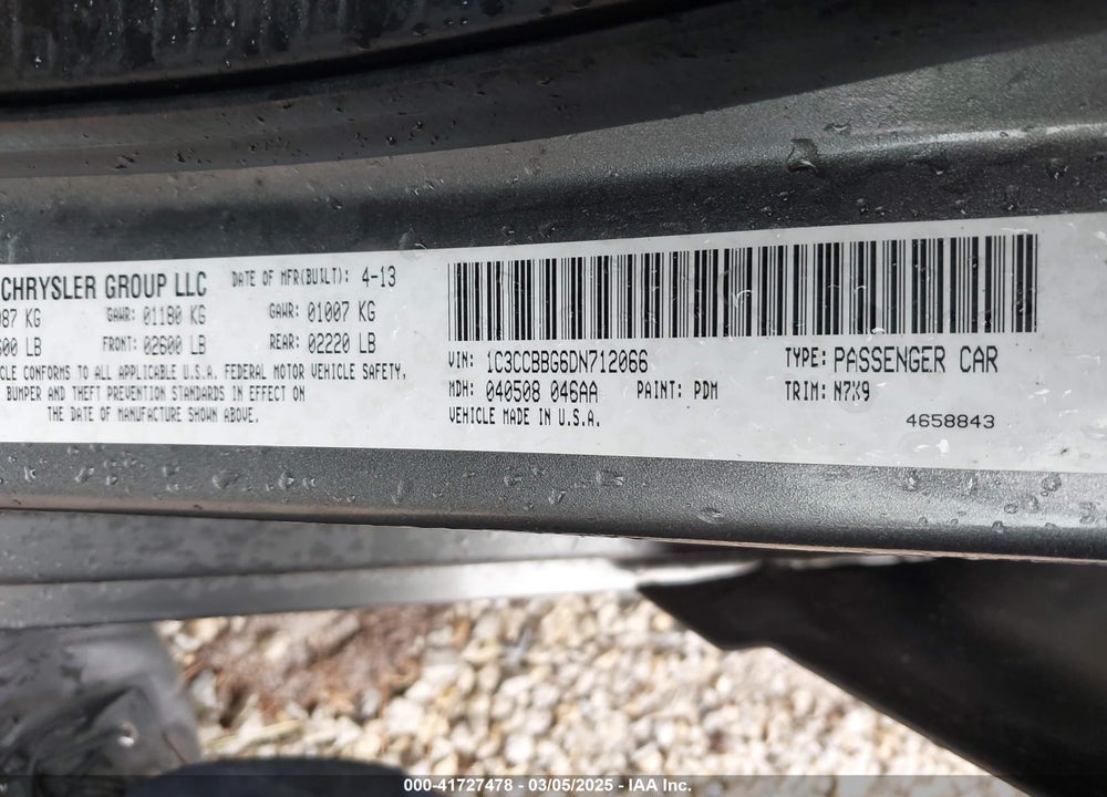 2013 CHRYSLER 200 VIN: 1C3CCBBG6DN712066
