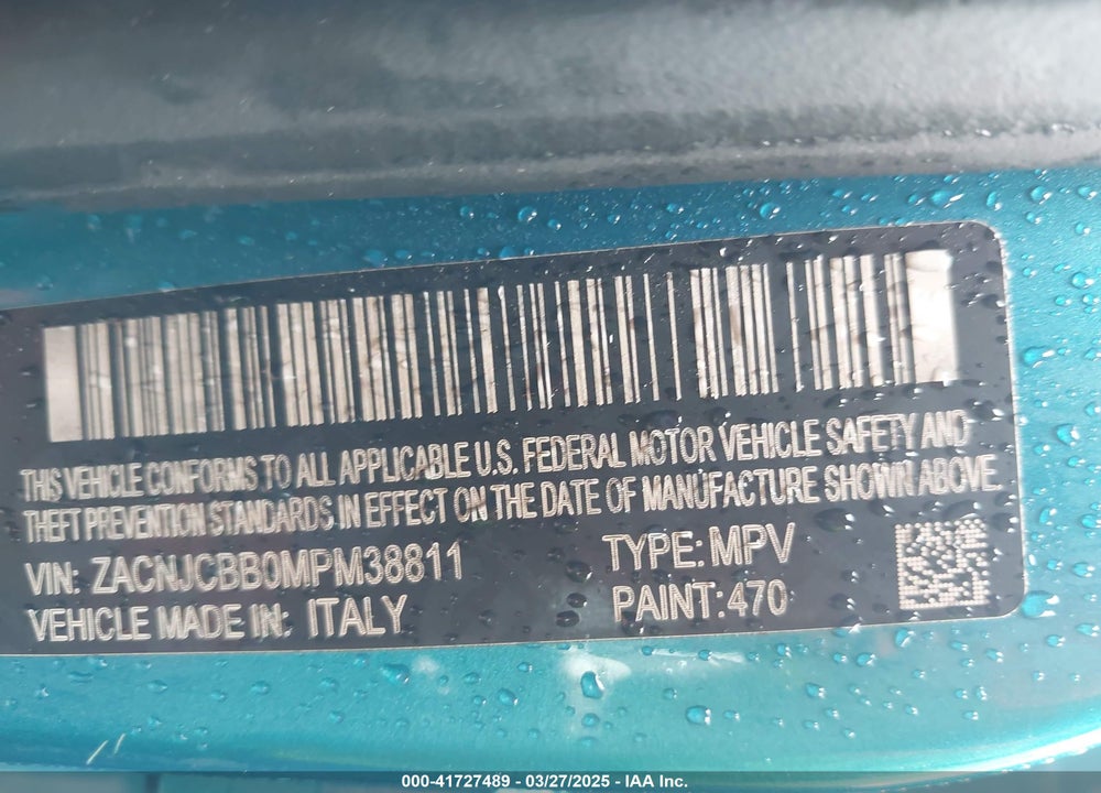 2021 JEEP RENEGADE LATITUDE FWD VIN: ZACNJCBB0MPM38811