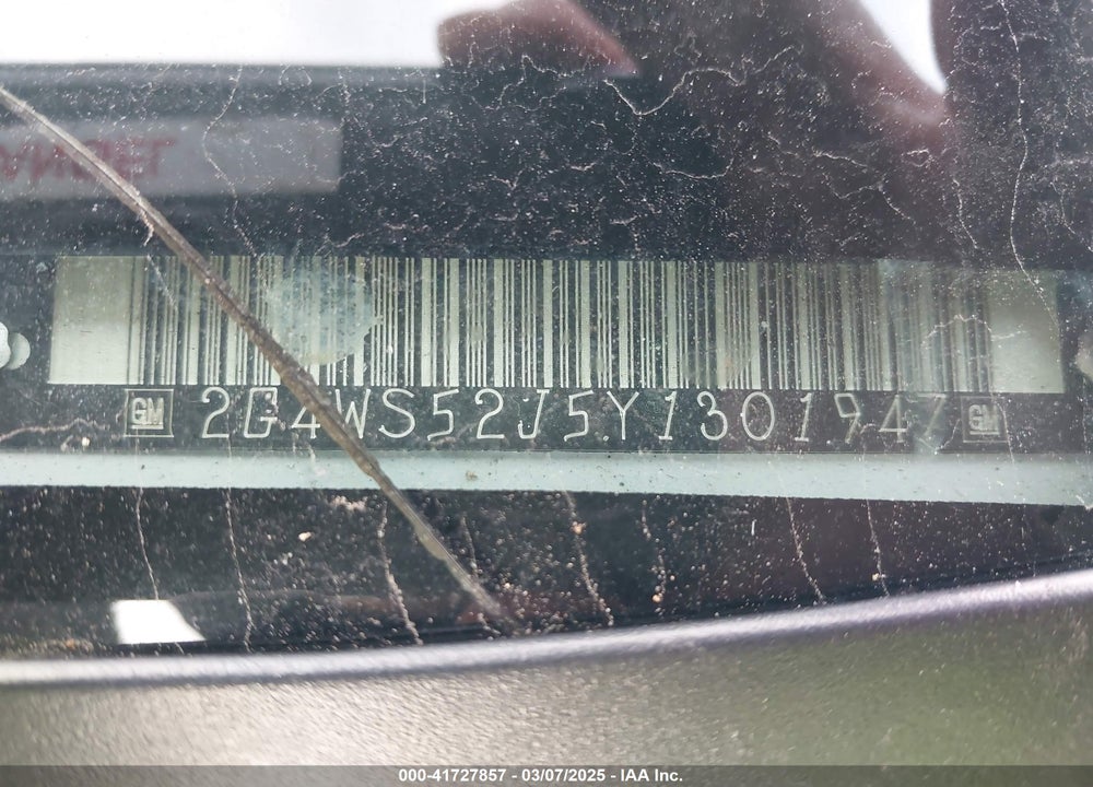 2000 BUICK CENTURY VIN: 2G4WS52J5Y1301947