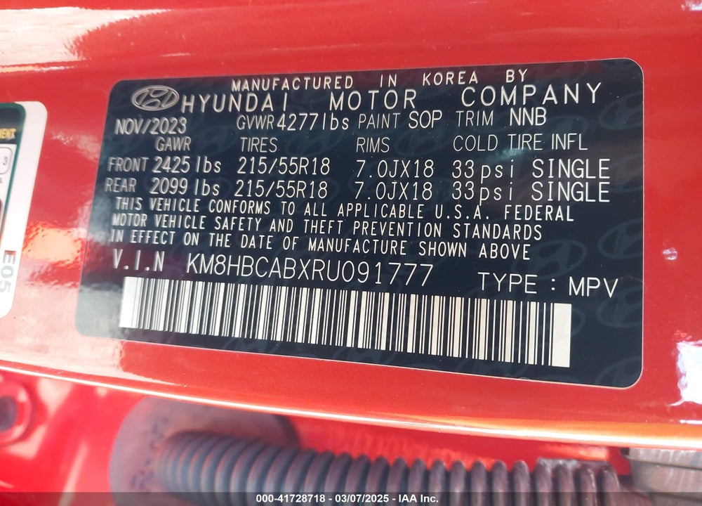 2024 HYUNDAI KONA VIN: KM8HBCABXRU091777