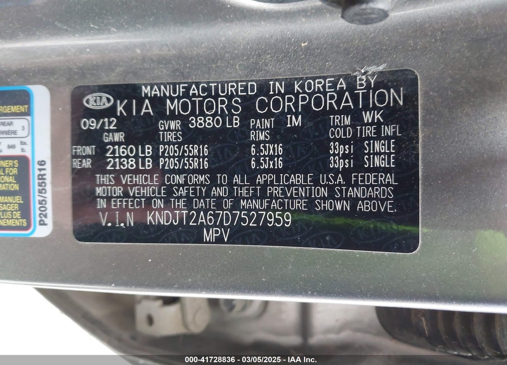 2013 KIA SOUL VIN: KNDJT2A67D7527959