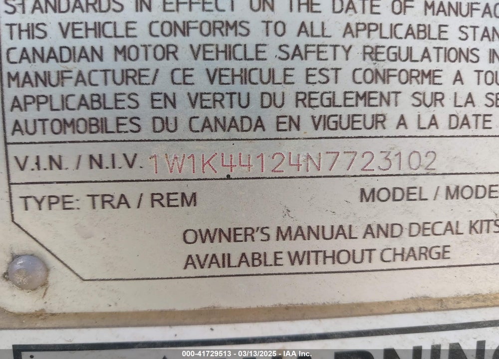2022 WILSON TRAILER CO DWH-600 VIN: 1W1K44124N7723102