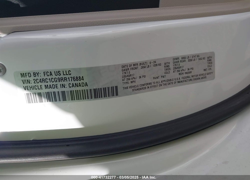 2024 CHRYSLER VOYAGER VIN: 2C4RC1CG9RR176884