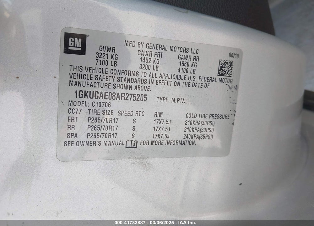 2010 GMC YUKON SLE VIN: 1GKUCAE08AR275205